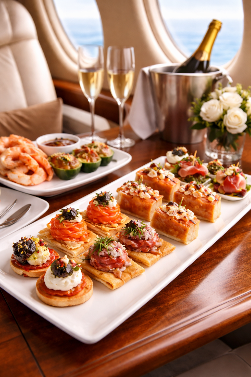 Luxury finger foods for onboard service